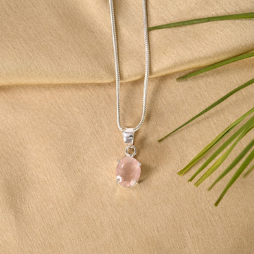 Oval Cut Rose Quartz Pendant