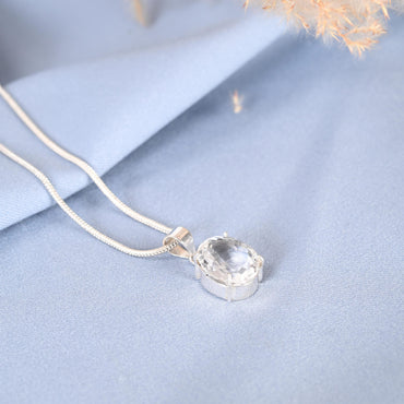 Oval Cut Clear Quartz Pendant