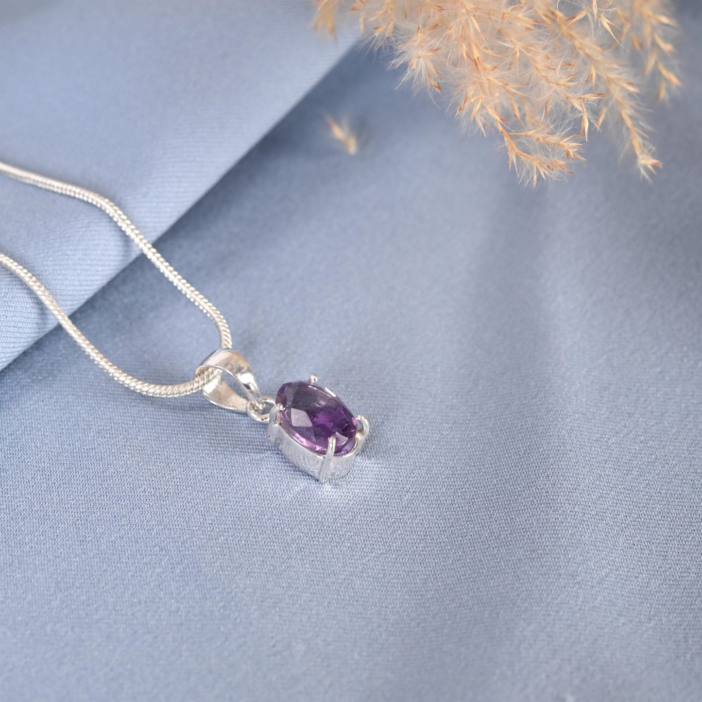 Oval Cut Amethyst Pendant