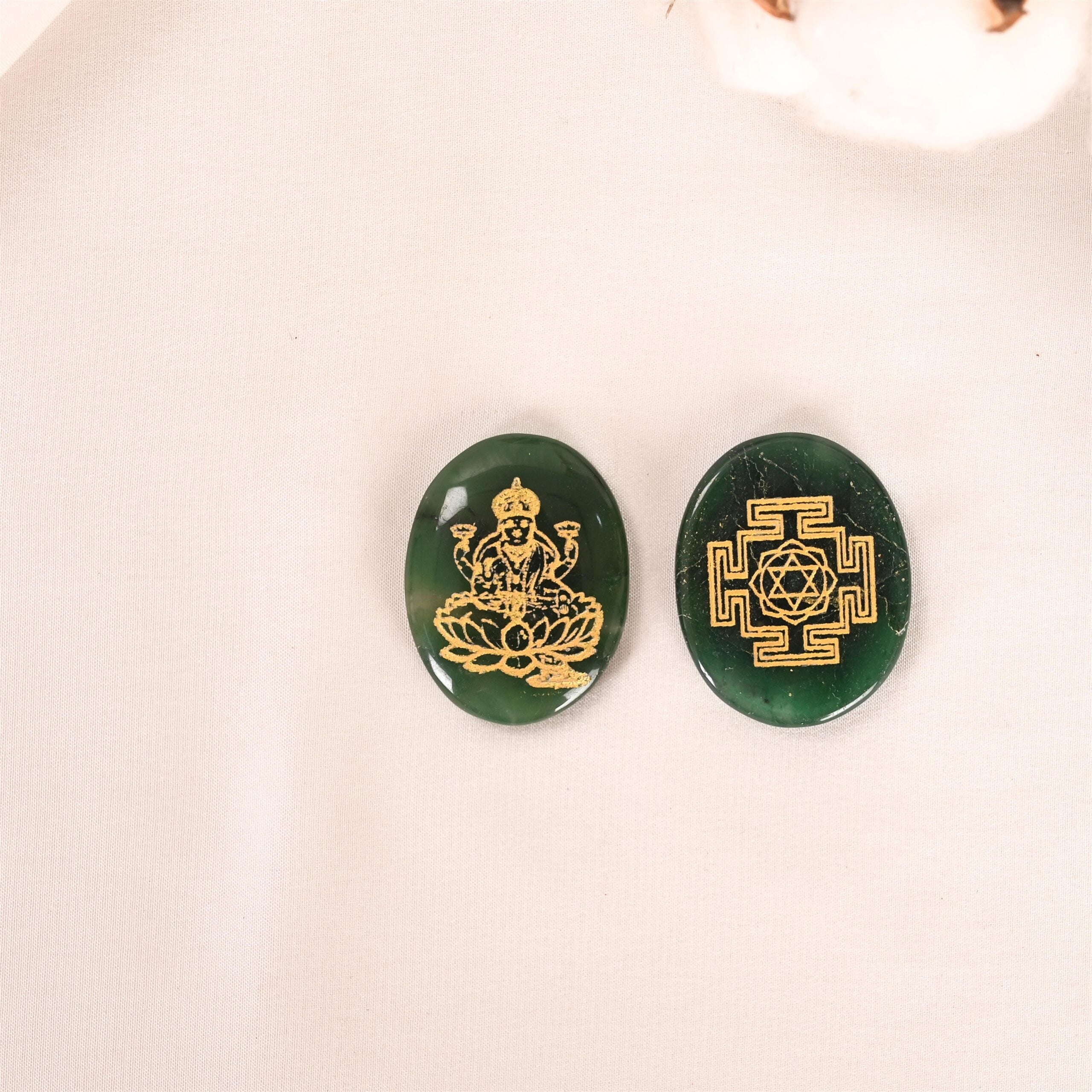 Green Jade Lakshmi Zibu Coin
