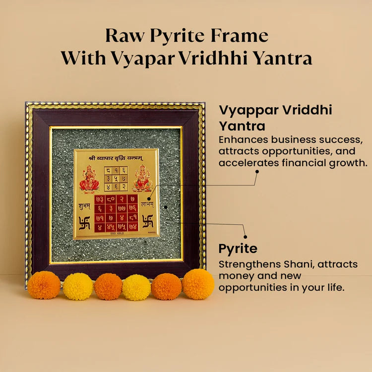 Vyapar Vridhhi Yantra on Raw Pyrite Frame